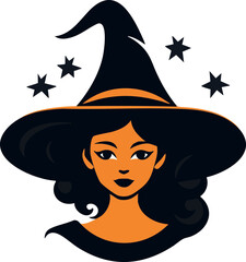 Simple halloween witch icon illustration vector. 