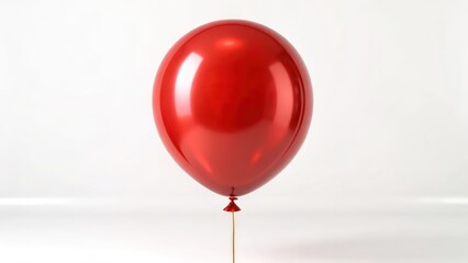 Single red balloon floating against a white background, symbolizing celebration