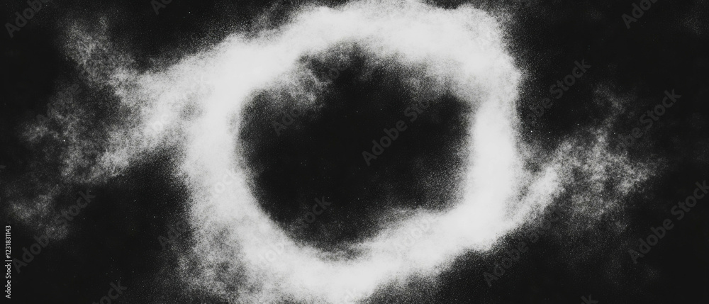 Poster concentric circular dust patterns create intriguing textures on a black background