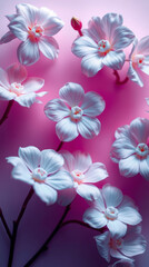 Obraz premium Delicate white flowers blooming on pink background