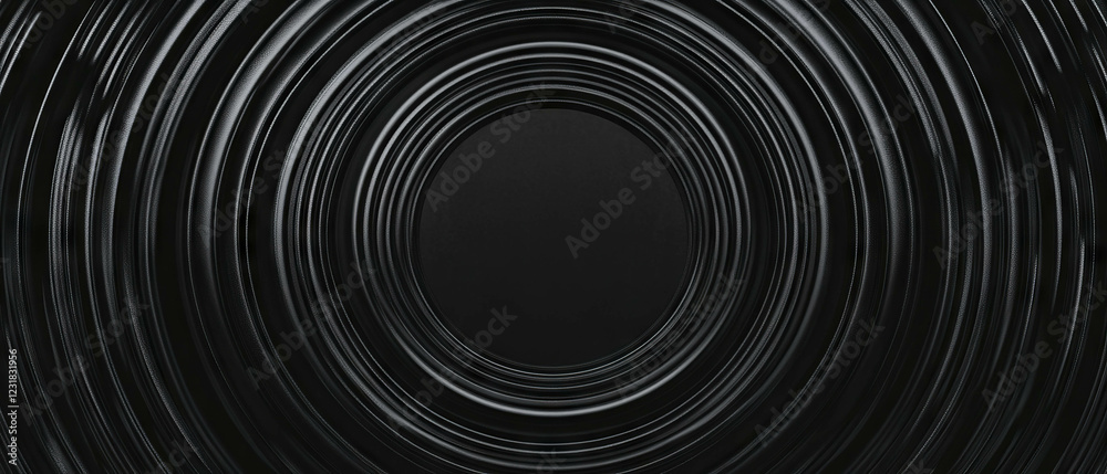 Poster concentric light circles create a dynamic texture on a black background