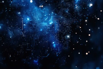 Obraz premium Abstract blue circuit board texture with light sparkles for tech, science background use
