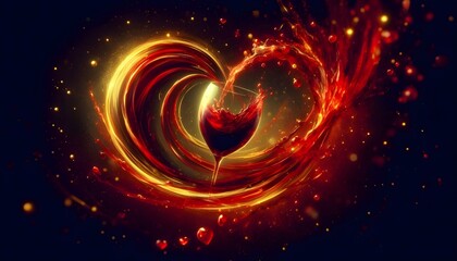 Elegant Wine Splash Creating a Symbol of Love.
