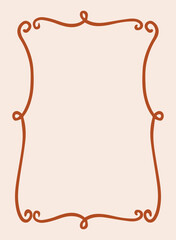 Vector outline illustration in coquette aesthetic. Wavy vintage ribbon frame for greeting cards, events, holidays, invitations, weddings and birthdays. 