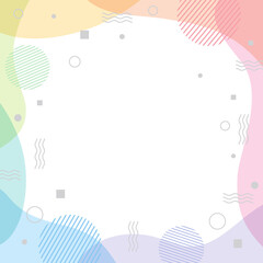 幾何学模様とレインボーカラーの流体シェイプのフレーム