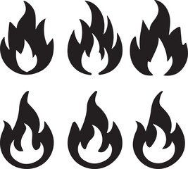 Fire icon silhouette vector. Fire flame logo vector illustration set