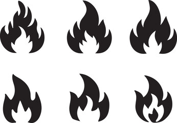 Fire icon silhouette vector. Fire flame logo vector illustration set