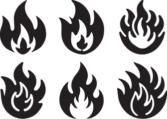 Fire icon silhouette vector. Fire flame logo vector illustration set