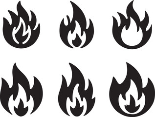 Fire icon silhouette vector. Fire flame logo vector illustration set