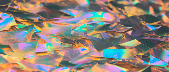 Enjoying a vibrant overlay of metallic confetti on a smooth black surface