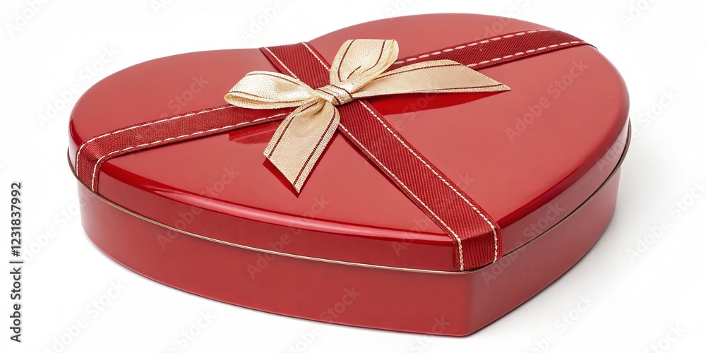Poster a red box with a gold ribbon tied around it