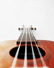 Fototapeta premium Close-Up View of Acoustic Guitar Strings and Sound Hole in Focus