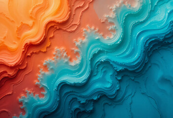 Obraz premium abstract background of vibrant orange and turquoise waters meeting