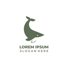Obraz premium Vector whale logo, line art style combined with shapes