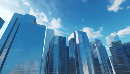 Obraz premium テレビ会議 背景用 CG オフィス外観 都市 高層ビル cityscape video conferencing background