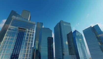 Obraz premium テレビ会議 背景用 CG オフィス外観 都市 高層ビル cityscape video conferencing background