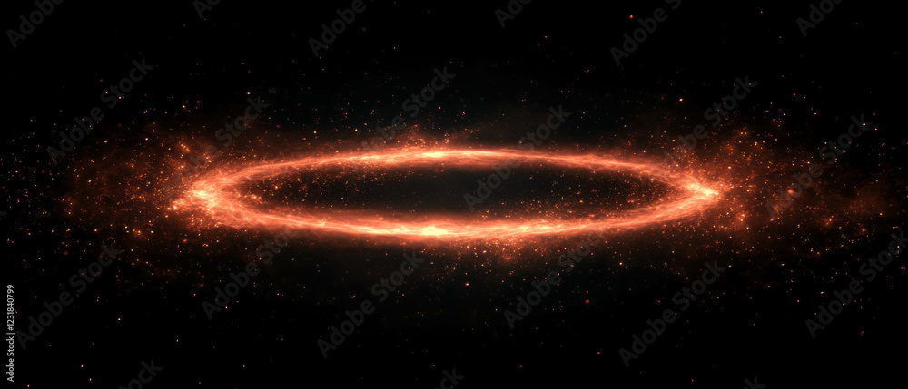 Poster fiery sparks create a mesmerizing effect in an empty space against a black background