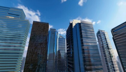 Fototapeta premium テレビ会議 背景用 CG オフィス外観 都市 高層ビル cityscape video conferencing background