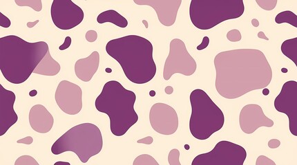 Fototapeta premium A seamless pattern composed of abstract shapes, predominantly organic and flowing forms, with color tones ranging from deep purple to light mauve, displayed on a light beige background.