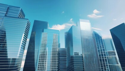 Obraz premium テレビ会議 背景用 CG オフィス外観 都市 高層ビル cityscape video conferencing background