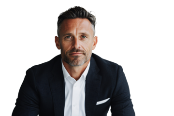 Business professional portrait studio setting image of confident executive neutral background close-up perspective engaging persona