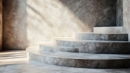 Minimalist podium with a close-up focus on its elegant design and modern textures, ideal for minimalist product presentation 