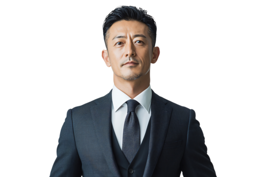 Confident businessman posing in formal attire professional studio setting portrait photography elegant environment direct viewpoint corporate ambition