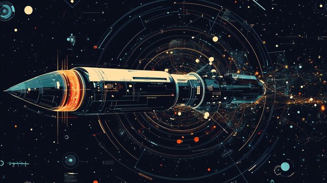 Futuristic Spacecraft Exploration in Outer Space - Digital Art