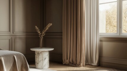 Rich earth tone interior design featuring soft textures and natural light in a contemporary room