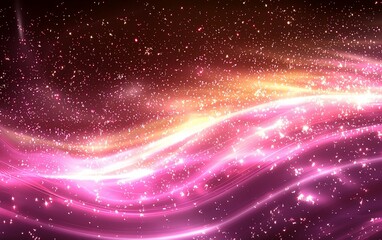 Fototapeta premium Abstract pink and orange glowing wave with sparkle.