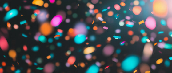 Naklejka premium Falling confetti creates a vibrant atmosphere against a dark background
