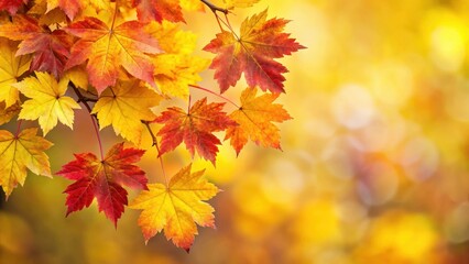 Yellow and Red Leaf Cluster, soft focus, yellow leaves