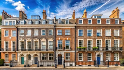 Fototapeta premium Panoramic view of elegant Georgian townhouses in Westminster, historic buildings