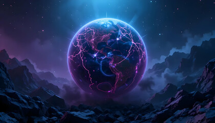 Neon Global Network: Futuristic Earthscape