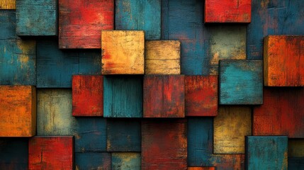 Colorful wooden blocks wall texture background