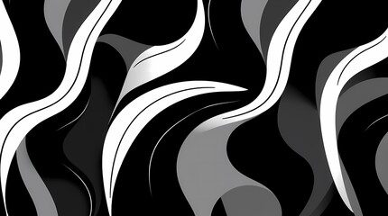Fototapeta premium A sophisticated seamless pattern of abstract shapes and lines in shades of black and white, rendered using a photorealistic style, with clean lines and high contrast, showing a sleek m.