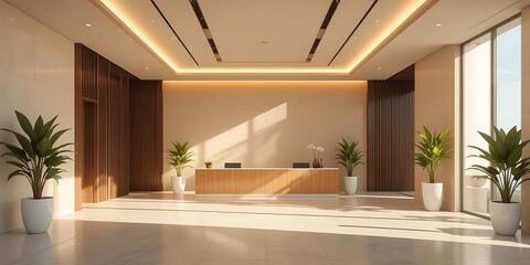 Modern Minimalist Lobby Reception Area Design