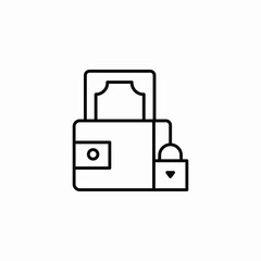 wallet lock icon sign vector