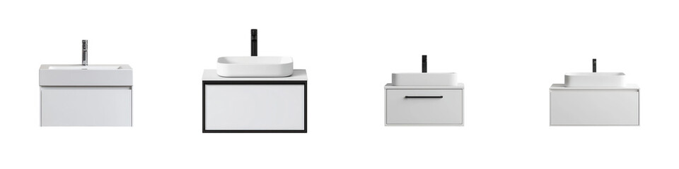 Fototapeta premium Sleek and modern bathroom vanity cabinet with integrated sink and mirror designed with a minimalist aesthetic and clean contemporary lines The monochrome color scheme and simple