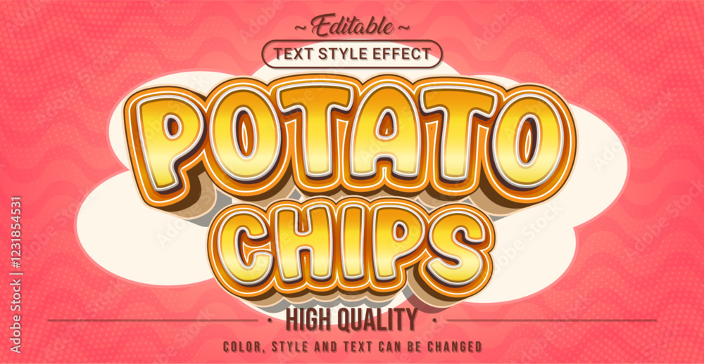 Poster editable text style effect - potato chips text style theme.