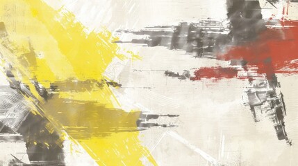 Abstract Expressionist Painting: A Symphony of Yellow, Gray, and Red