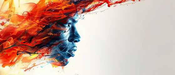 Vibrant artistic representation of a man with flowing colors and abstract elements showcasing emotion and creativity