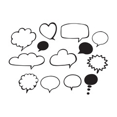 Blank speech bubble silhouette, speech bubble line art vector design