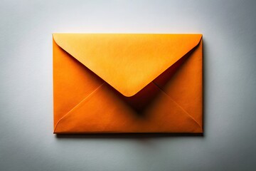 Dramatic low-light image: open orange envelope, crisp white backdrop, emphasizing shadow play and detail.