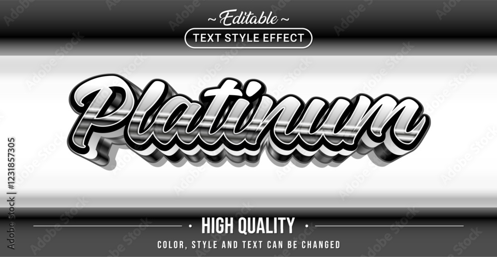 Poster editable text style effect - platinum text style theme.