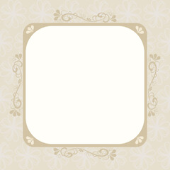 Vector - Beautiful square frame or border on beige color. Vintage style. Copy space.