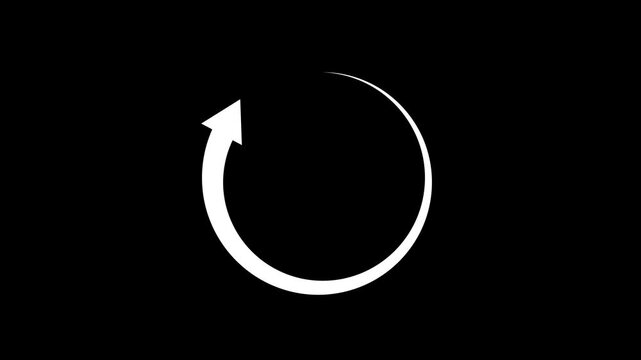 Refresh button icon animation. circle arrow icon set, reload, rotation on black background in white color. 4k animation.
