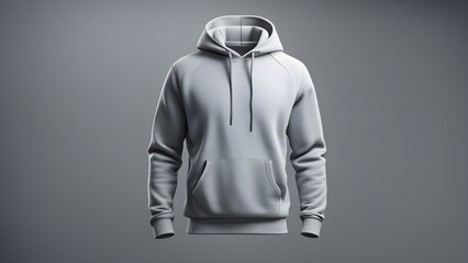 Studio shot of a light gray blank hoodie mockup, perfect for apparel design presentations.