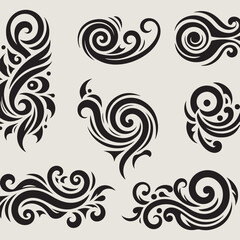 Silhouette set of ornament style