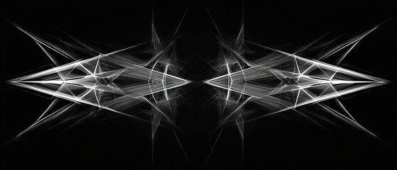 Fractal glass texture with sharp edges and geometric design on black background